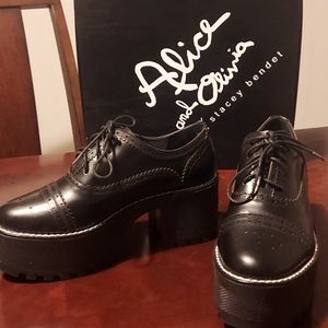 NEW RARE Alice + Olivia Ripley Platform Oxfords In Nocolor sz 38.5 or 8 with Box